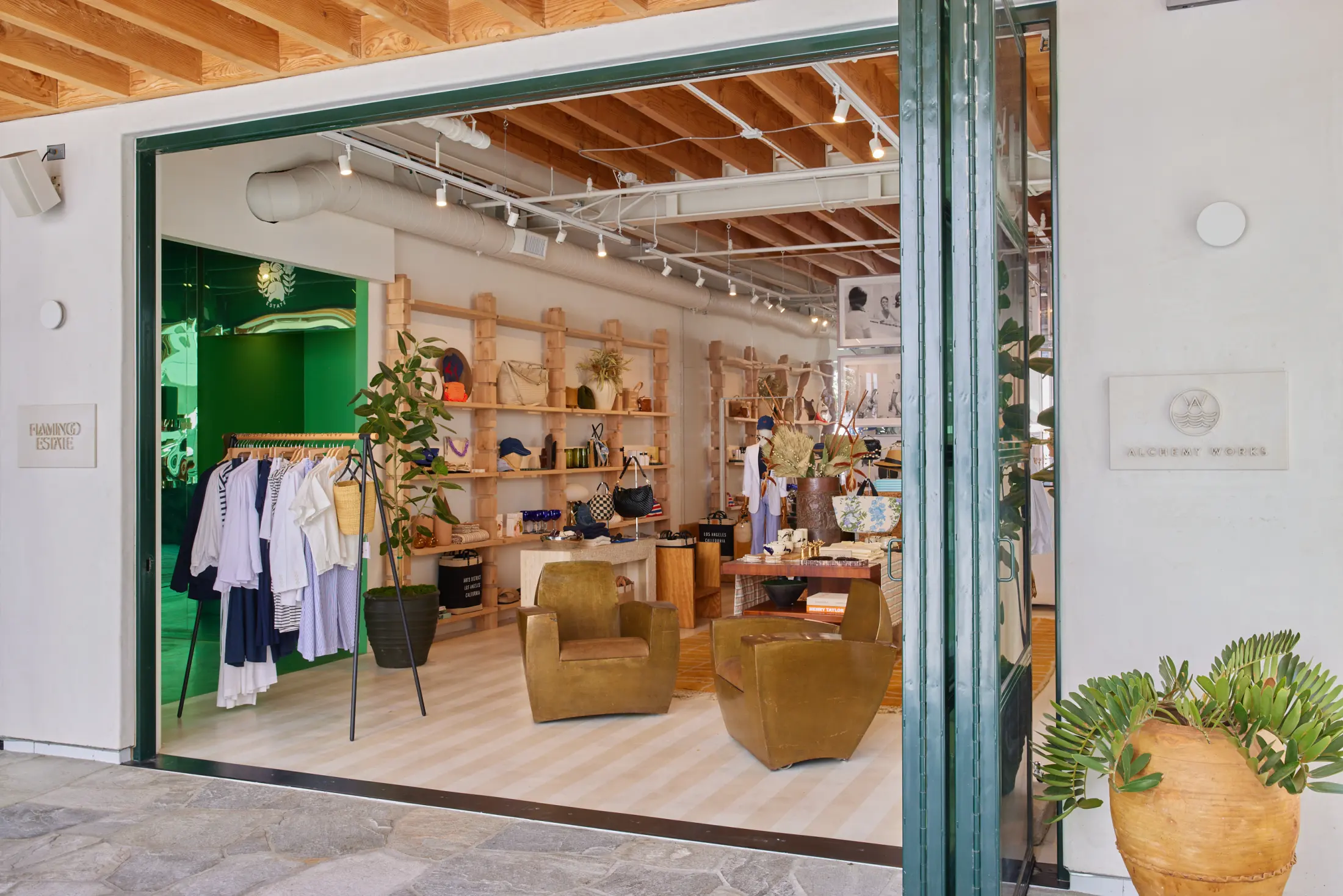 The Alchemy Works storefront open to the courtyard at Signal