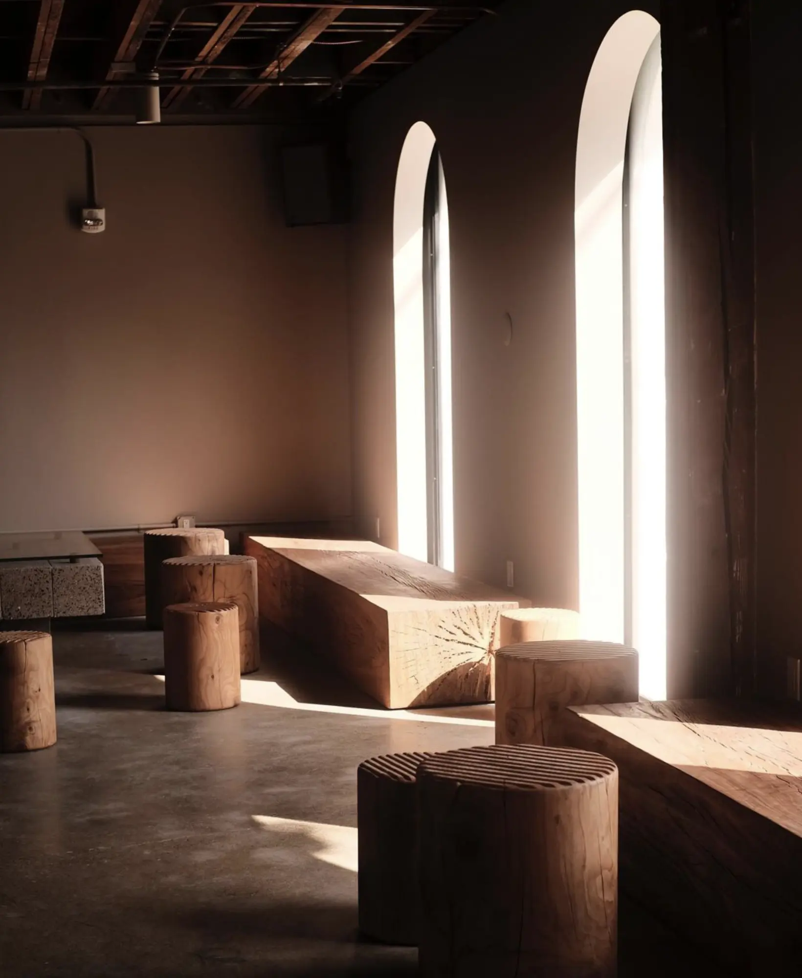 Seating in the Concierge Coffee cafe in window light