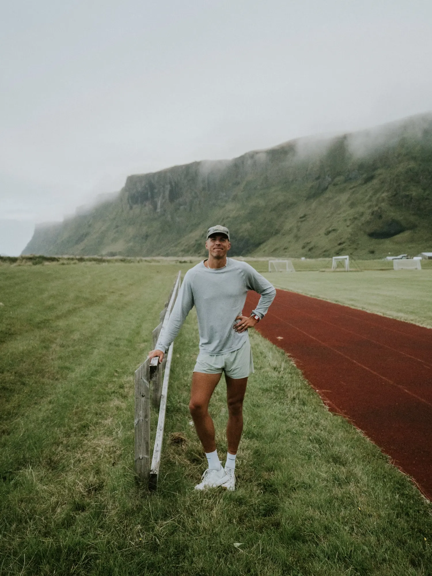 A runner beside a track on the coast, Currently Running